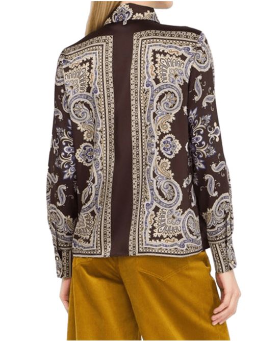 Camicia da donna  in viscosa con stampa all-over sullo sfondo marrone LIU JO | MF5393-TS117P9141